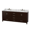Custom image for Espresso with Brushed Chrome Trim / White Carrara Marble, Oval Sink / No Mirror