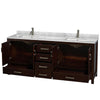 Custom image for Espresso with Brushed Chrome Trim / White Carrara Marble, Rectangular Sink / No Mirror