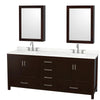 Custom image for Espresso with Brushed Chrome Trim / Giotto Quartz, Rectangular Sink / Medicine Cabinets