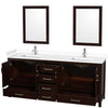 Custom image for Espresso with Brushed Chrome Trim / White Cultured Marble, Rectangular Sink / 24