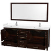 Custom image for Espresso with Brushed Chrome Trim / White Cultured Marble, Rectangular Sink / 70