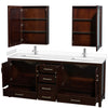 Custom image for Espresso with Brushed Chrome Trim / White Cultured Marble, Rectangular Sink / Medicine Cabinets