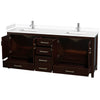 Custom image for Espresso with Brushed Chrome Trim / White Cultured Marble, Rectangular Sink / No Mirror