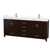 Custom image for Espresso with Brushed Chrome Trim / White Cultured Marble, Rectangular Sink / No Mirror