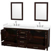 Custom image for Espresso with Brushed Chrome Trim / White Cultured Marble, Rectangular Sink / 24