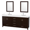 Custom image for Espresso with Brushed Chrome Trim / White Cultured Marble, Rectangular Sink / 24
