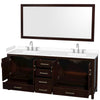 Custom image for Espresso with Brushed Chrome Trim / White Cultured Marble, Rectangular Sink / 70