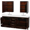 Custom image for Espresso with Brushed Chrome Trim / White Cultured Marble, Rectangular Sink / Medicine Cabinets