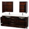 Custom image for Espresso with Brushed Chrome Trim / White Quartz, Rectangular Sink / Medicine Cabinets