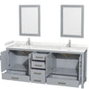 Custom image for Gray with Brushed Chrome Trim / Carrara Cultured Marble, Rectangular Sink / 24