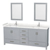 Custom image for Gray with Brushed Chrome Trim / Carrara Cultured Marble, Rectangular Sink / 24