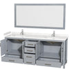 Custom image for Gray with Brushed Chrome Trim / Carrara Cultured Marble, Rectangular Sink / 70