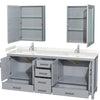 Custom image for Gray with Brushed Chrome Trim / Carrara Cultured Marble, Rectangular Sink / Medicine Cabinets