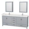 Custom image for Gray with Brushed Chrome Trim / Carrara Cultured Marble, Rectangular Sink / Medicine Cabinets