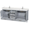 Custom image for Gray with Brushed Chrome Trim / Carrara Cultured Marble, Rectangular Sink / No Mirror