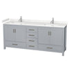 Custom image for Gray with Brushed Chrome Trim / Carrara Cultured Marble, Rectangular Sink / No Mirror