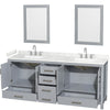 Custom image for Gray with Brushed Chrome Trim / Carrara Cultured Marble, Rectangular Sink / 24