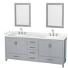 Custom image for Gray with Brushed Chrome Trim / Carrara Cultured Marble, Rectangular Sink / 24