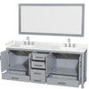 Custom image for Gray with Brushed Chrome Trim / Carrara Cultured Marble, Rectangular Sink / 70