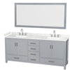 Custom image for Gray with Brushed Chrome Trim / Carrara Cultured Marble, Rectangular Sink / 70
