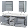Custom image for Gray with Brushed Chrome Trim / Carrara Cultured Marble, Rectangular Sink / Medicine Cabinets