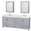 Custom image for Gray with Brushed Chrome Trim / Carrara Cultured Marble, Rectangular Sink / Medicine Cabinets