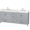 Custom image for Gray with Brushed Chrome Trim / Carrara Cultured Marble, Rectangular Sink / No Mirror