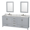 Custom image for Gray with Brushed Chrome Trim / White Carrara Marble, Oval Sink / 24