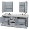 Custom image for Gray with Brushed Chrome Trim / White Carrara Marble, Oval Sink / Medicine Cabinets