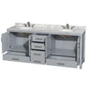 Custom image for Gray with Brushed Chrome Trim / White Carrara Marble, Oval Sink / No Mirror