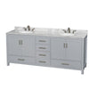 Custom image for Gray with Brushed Chrome Trim / White Carrara Marble, Oval Sink / No Mirror