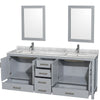 Custom image for Gray with Brushed Chrome Trim / White Carrara Marble, Rectangular Sink / 24