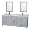 Custom image for Gray with Brushed Chrome Trim / White Carrara Marble, Rectangular Sink / 24