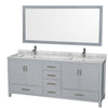 Custom image for Gray with Brushed Chrome Trim / White Carrara Marble, Rectangular Sink / 70