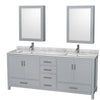 Custom image for Gray with Brushed Chrome Trim / White Carrara Marble, Rectangular Sink / Medicine Cabinets