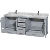 Custom image for Gray with Brushed Chrome Trim / White Carrara Marble, Rectangular Sink / No Mirror
