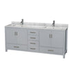 Custom image for Gray with Brushed Chrome Trim / White Carrara Marble, Rectangular Sink / No Mirror