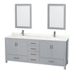 Custom image for Gray with Brushed Chrome Trim / Giotto Quartz, Rectangular Sink / 24