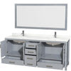 Custom image for Gray with Brushed Chrome Trim / Giotto Quartz, Rectangular Sink / 70