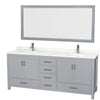 Custom image for Gray with Brushed Chrome Trim / Giotto Quartz, Rectangular Sink / 70