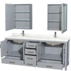 Custom image for Gray with Brushed Chrome Trim / Giotto Quartz, Rectangular Sink / Medicine Cabinets