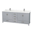 Custom image for Gray with Brushed Chrome Trim / Giotto Quartz, Rectangular Sink / No Mirror