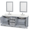 Custom image for Gray with Brushed Chrome Trim / Giotto Quartz, Rectangular Sink / 24