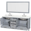 Custom image for Gray with Brushed Chrome Trim / Giotto Quartz, Rectangular Sink / 70