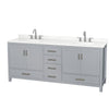 Custom image for Gray with Brushed Chrome Trim / Giotto Quartz, Rectangular Sink / No Mirror