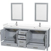 Custom image for Gray with Brushed Chrome Trim / White Cultured Marble, Rectangular Sink / 24