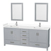 Custom image for Gray with Brushed Chrome Trim / White Cultured Marble, Rectangular Sink / 24