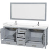 Custom image for Gray with Brushed Chrome Trim / White Cultured Marble, Rectangular Sink / 70