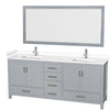 Custom image for Gray with Brushed Chrome Trim / White Cultured Marble, Rectangular Sink / 70