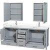 Custom image for Gray with Brushed Chrome Trim / White Cultured Marble, Rectangular Sink / Medicine Cabinets